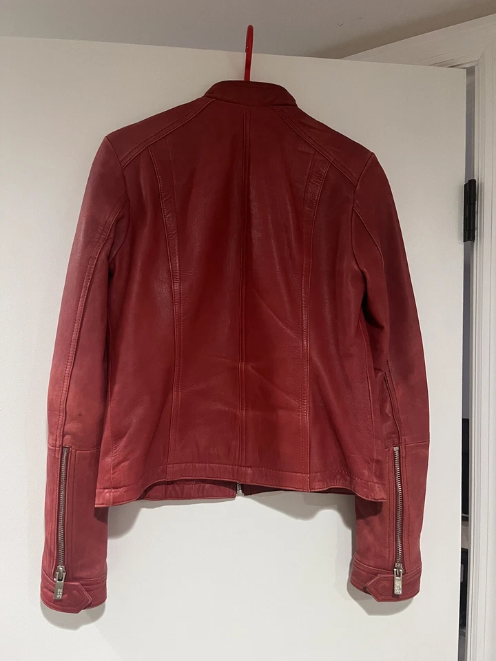 Black Rivet 100% Genuine Leather Moto Jacket Women Size XS Biker Red - Image 2 of 4