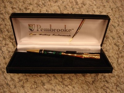 Vintage Pembrooke Pen Fine Writing Instruments marble green black gold trim