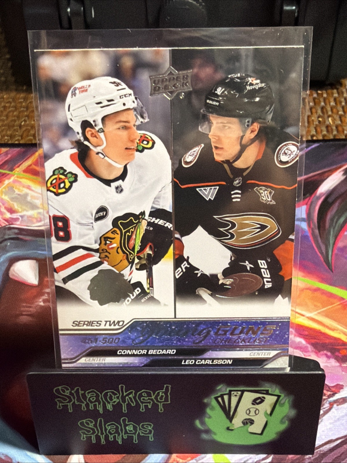 2023 Upper Deck Connor Bedard & Leo Carlsson Young Guns Checklist #500 view 1
