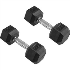 2x6Kg Hex Dumbbells Anti-Roll Knurled Grip Rubber Encased Weight Set Home Gym