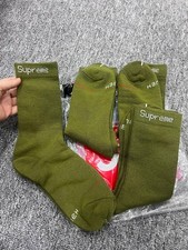 Supreme Hanes Crew Socks Green 4 Pack Size 6-12 Streetwear NWT