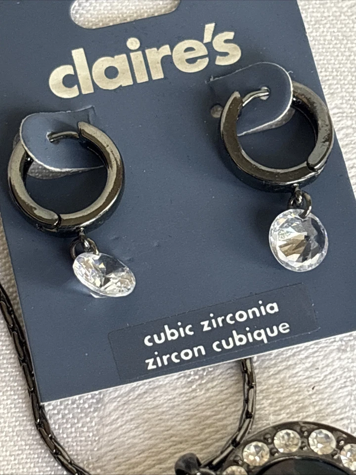 Park Lane Mystic Heart Necklace Rainbow Crystal Hematite Tone & Claire’s Earring - Image 3 of 4