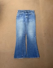 Vintage 70 s Levi s 646 Orange Tab Bellbottom Flare Faded Denim Jeans Size 31x33