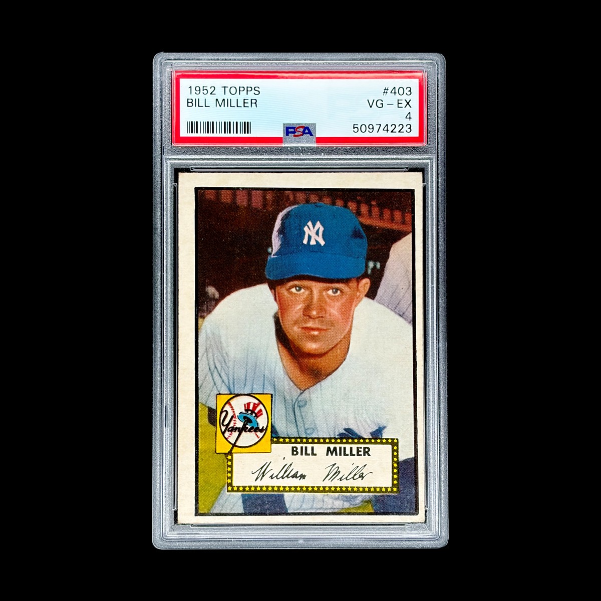 1952 Topps #403 BILL MILLER PSA 4 VG-EX High Number 50974223