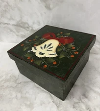Christmas Wood Box Hand-painted Bell Design