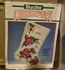 Bucilla Christmas Roses Counted Cross Stitch Stocking Kit 82734 New Open