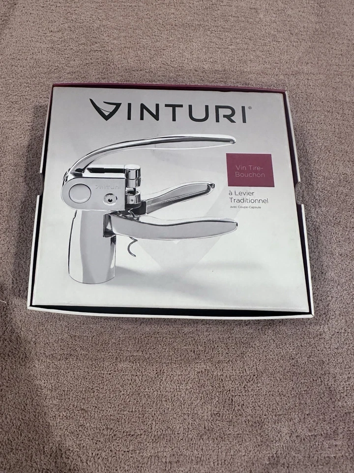 Традиционный рычажный винный штопор VINTURI с резаком фольги дополнительный штопор в коробке - Изображение 3 из 4