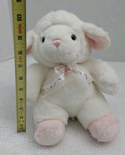 Walmart Stores Agnello Peluche Bianco Rosa Nastro Giocattolo Collezionismo - Foto 8 di 9