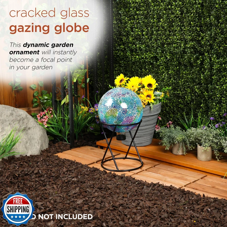 Alpine Corporation - Bola de observación de vidrio craquelado Shades of Blue, Co Foto 4 de 4