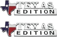 2 PCS Texas Edition Emblem, Texas State Flag Shape, 6.3" x 1.9" Color: Silver