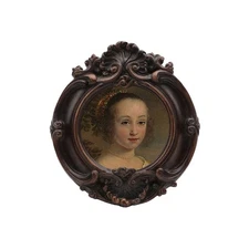 Small Vintage 3x3 Round Picture Frame, Mini Antique Ornate Circle Photo Frame