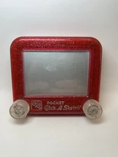 2002 Vintage Pocket Etch A Sketch Toy Jelly Color Sparkly - Ohio Art