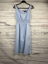 Lulus Dress Womens Medium Light Blue Sleeveless Smocked Waist Midi Cotton Summer