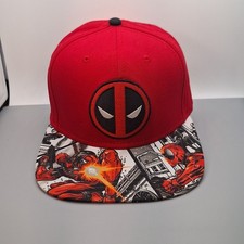 Marvel Comics Deadpool Hat Original Snapback Flat Bill Deadpool Logo Red