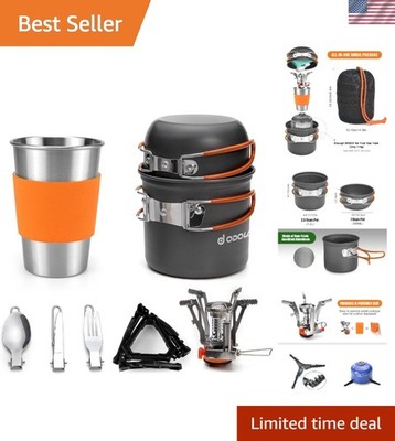 Complete Backpacking Cooking Kit: Mini Stove, Pots, Utensils & Storage Bags