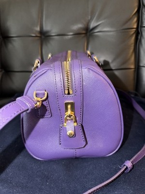 PRADA パープル ハンドバッグ PRADA Viola Leather Satchel Crossbody Top Handle Bag Gold Hardware
