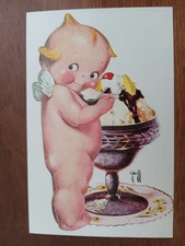 c1970s Ashers reprint, Rose O'Neill Kewpie eating ice cream sundae