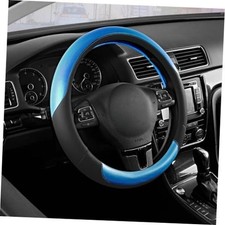 Steering Wheel Cover Breathable Leather Steering Wheel Black Metallic Blue