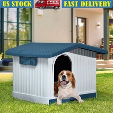 Large Plastic Dog House W/ Liftable Roof Detachable Base Easy Assembly Outdoor