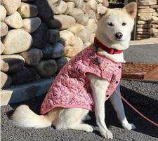 Korean Retro Floral Dog Winter Vest Quilted Grandma Style Jacket Warm Fleece