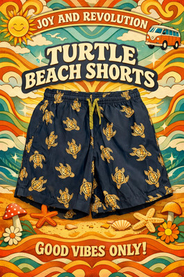 Joy And Revolution Herren Badeshorts ''Turtle Beach'' - Gummizug und Kordelzug Gr. M