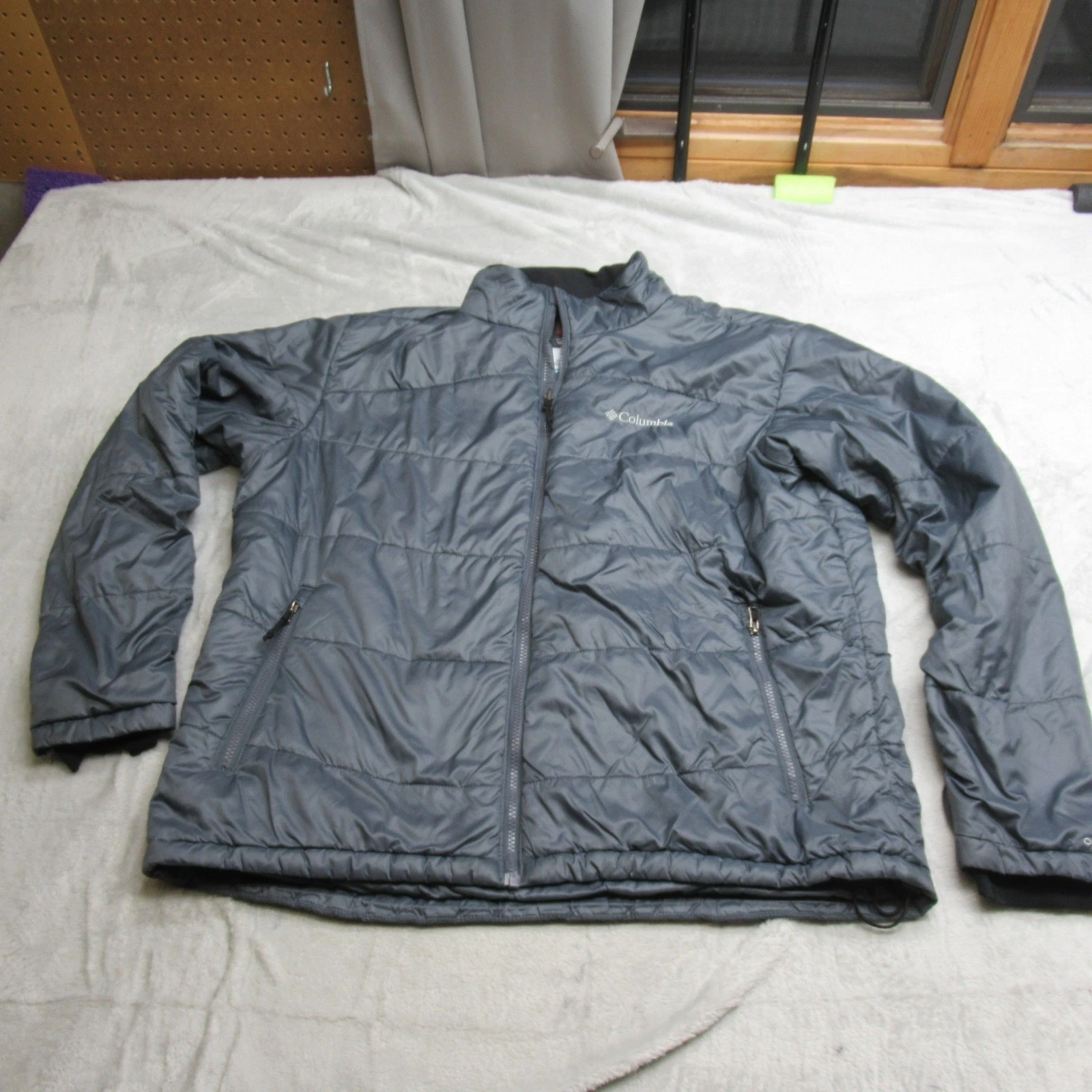 Columbia Jacket Men XL Gray Interchange Omni Heat Insulated Waterproof Puff WARM