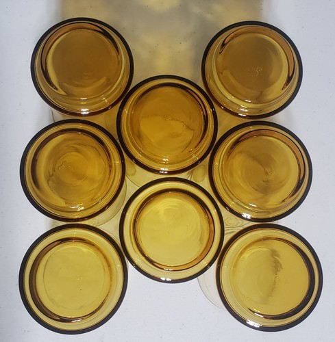 8 Vintage Libbey Bolero Gold Flat Beverage Tumbler Glasses 12oz Amber 1973 - Picture 7 of 9