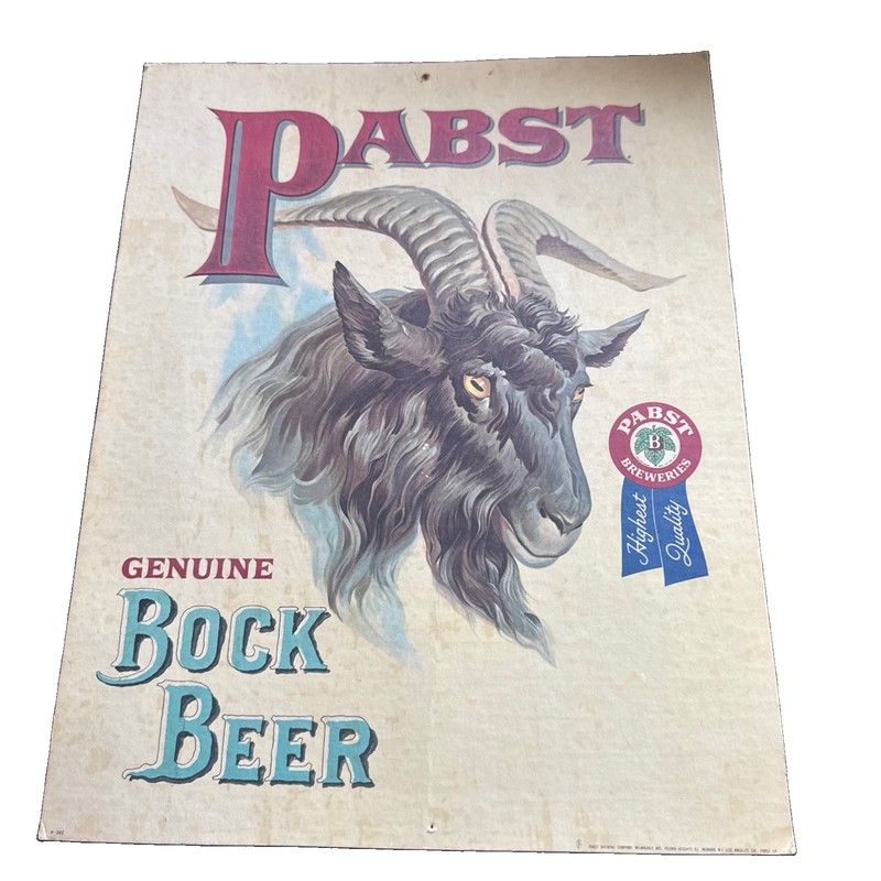 Vintage Pabst Genuine Bock Beer Cardboard Sign Poster 14 x 11
