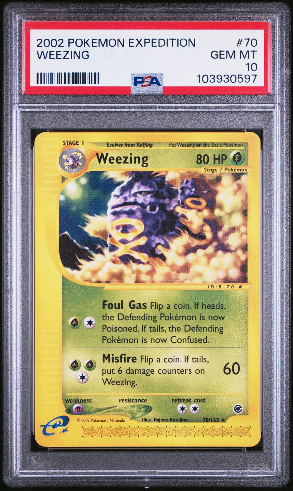 2002 POKEMON EXPEDITION #70 WEEZING PSA 10