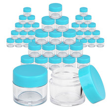 Beauticom 48 PCS 7G/7ML Clear Plastic Refillable Jars with Teal Lids