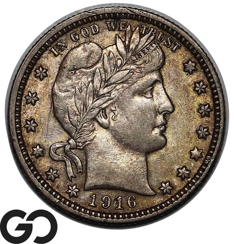 1916-D Barber Quarter, Choice AU++/Unc