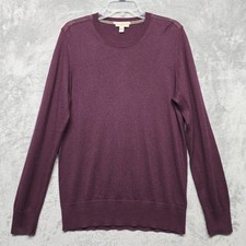 Burberry Brit Sweater Mens Sz Large Purple Crewneck Cashmere Cotton Pullover