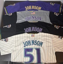 SALE Retro Randy Johnson 2001 Arizona Diamondbacks Men's World Series Jersey