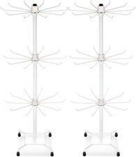 2 Pcs Rotating Jewelry Display Rack with Hooks Metal Earrings Display Stand f...