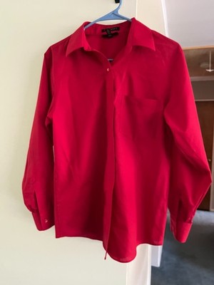 Foxcroft Blouse Size 6 Crimson Wrinkle Free Classic Shirt Button  Up Collared