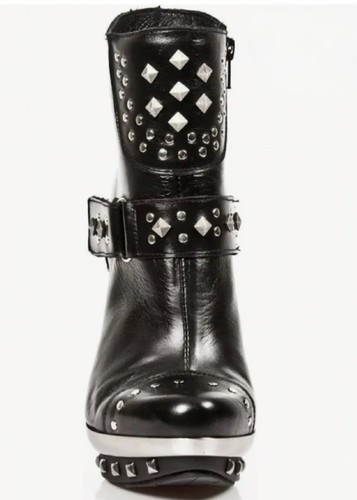 Black Heel Leather 39 Steam NewRock NEW ROCK PUNK003-C1 Black Punk Gothic Boots - Picture 1 of 8