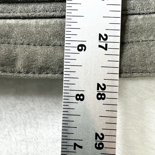 Zara Man Leather Jacket XL Gray Sueded Hood Zip Sherpa Lined 100% Pig Leather - Picture 12 of 13