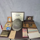 WWII US Navy & USMC Mixed Lot M1 Helmet Photo Album Military Documents Vintage