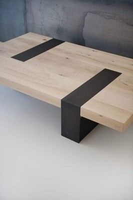 Solid Oak Bench / Small Table 100x50 cm   Handmade Wood Furniture   Modern Steel