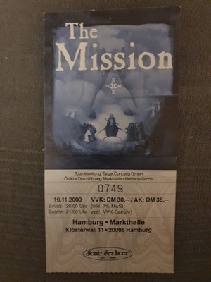The Mission alte Konzertkarte Hamburg 19.11.2000