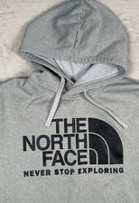 The North Face Hoodie Mens Medium Gray Never Stop Exploring Fleece Lined Graphic