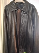 Vtg Y2K Leather Jacket TOMMY HILFIGER Men Black XL Motorcycle Bomber Full Zip
