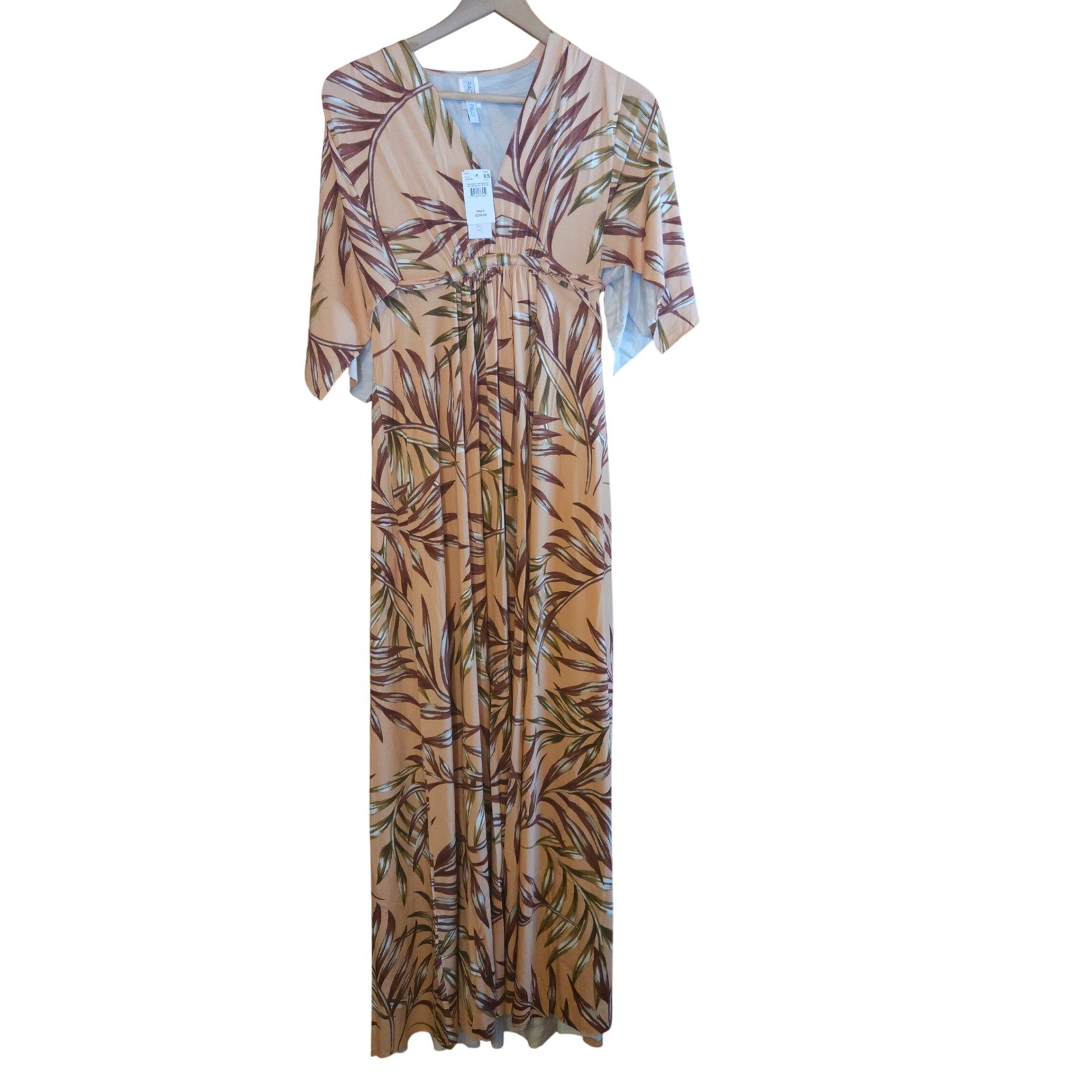 NWT RACHEL PALLY Palm Print Caftan Maxi Dress  XS Flowy Beach Vacation PS20785