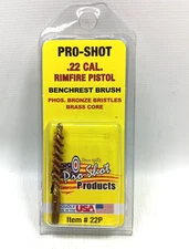 Pro-Shot Bore Brush For .22 Caliber Pistol #8-32 Threads Bronze Bristles - 22P