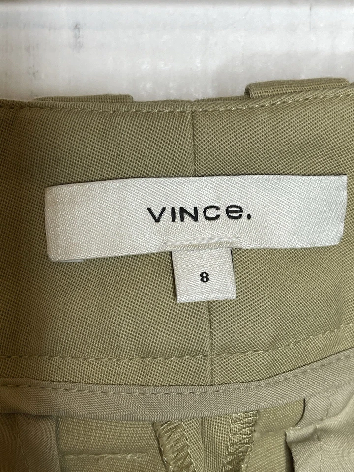 Calça Vince bege acastanhado algodão sarja utilitária carga crop algemada tamanho 8 - Imagem 4 de 4