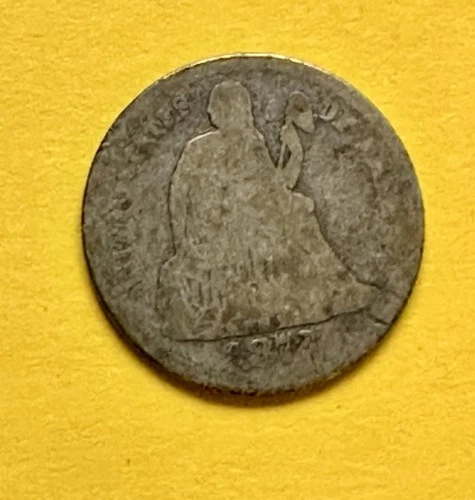 1872 Seated Liberty Dime. 90% Silver. Good Condition. Charity Auction.