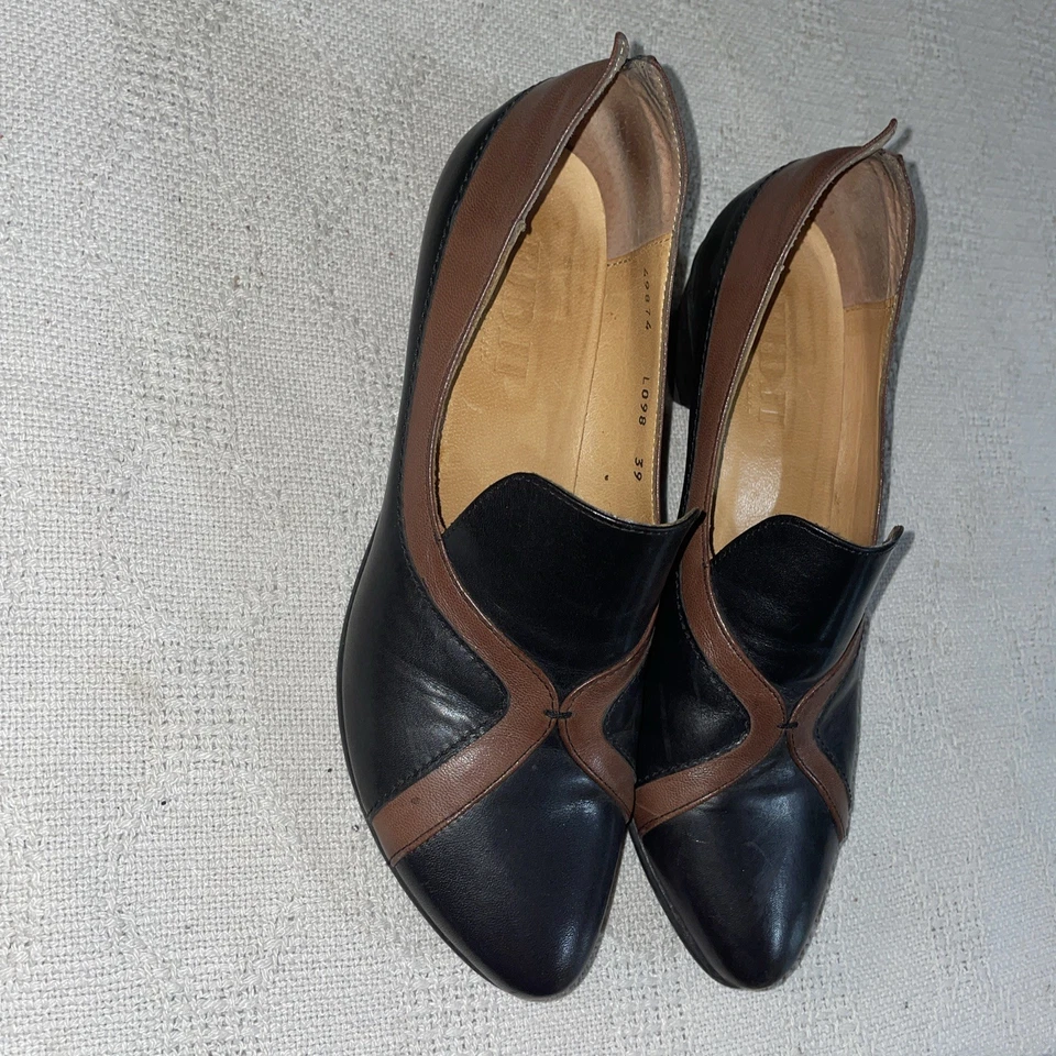 Zapatos de vestir Fidji para mujer talla 39 EE. UU. 8 M cuero negro marrón comodidad para salir Foto 4 de 4