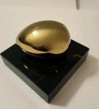 Vintage Brass Egg On Marble  Paperweight Mid Century Modern Aubock  Style 