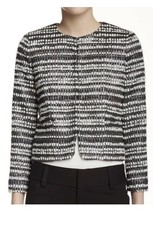 Alice  Olivia Black White Metallic Tweed Kidman Box Blazer Jacket Small 398