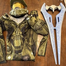 Halo Master Chief Costume w/ Helmet  Energy Sword- Boys Size L 10/12 